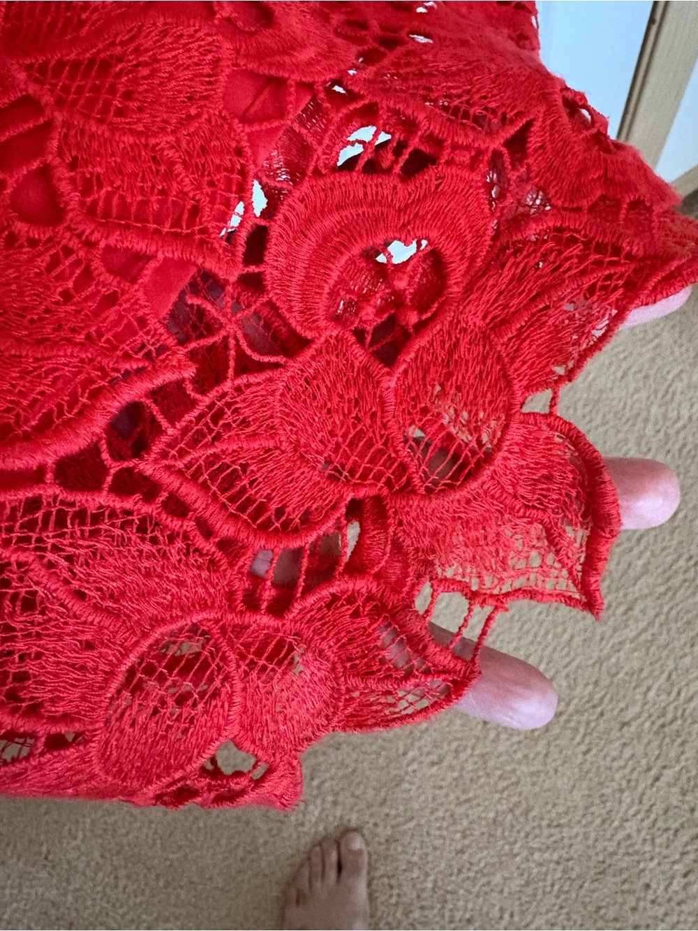 Ann Taylor Red Floral Lace Midi Dress - Picture 5 of 12